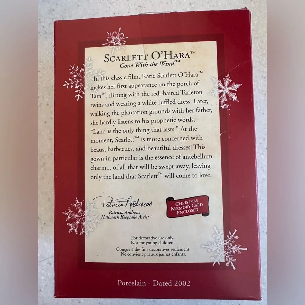 Vintage Hallmark Keepsake Christmas Ornament Gone with the Wind Scarlett O’Hara.